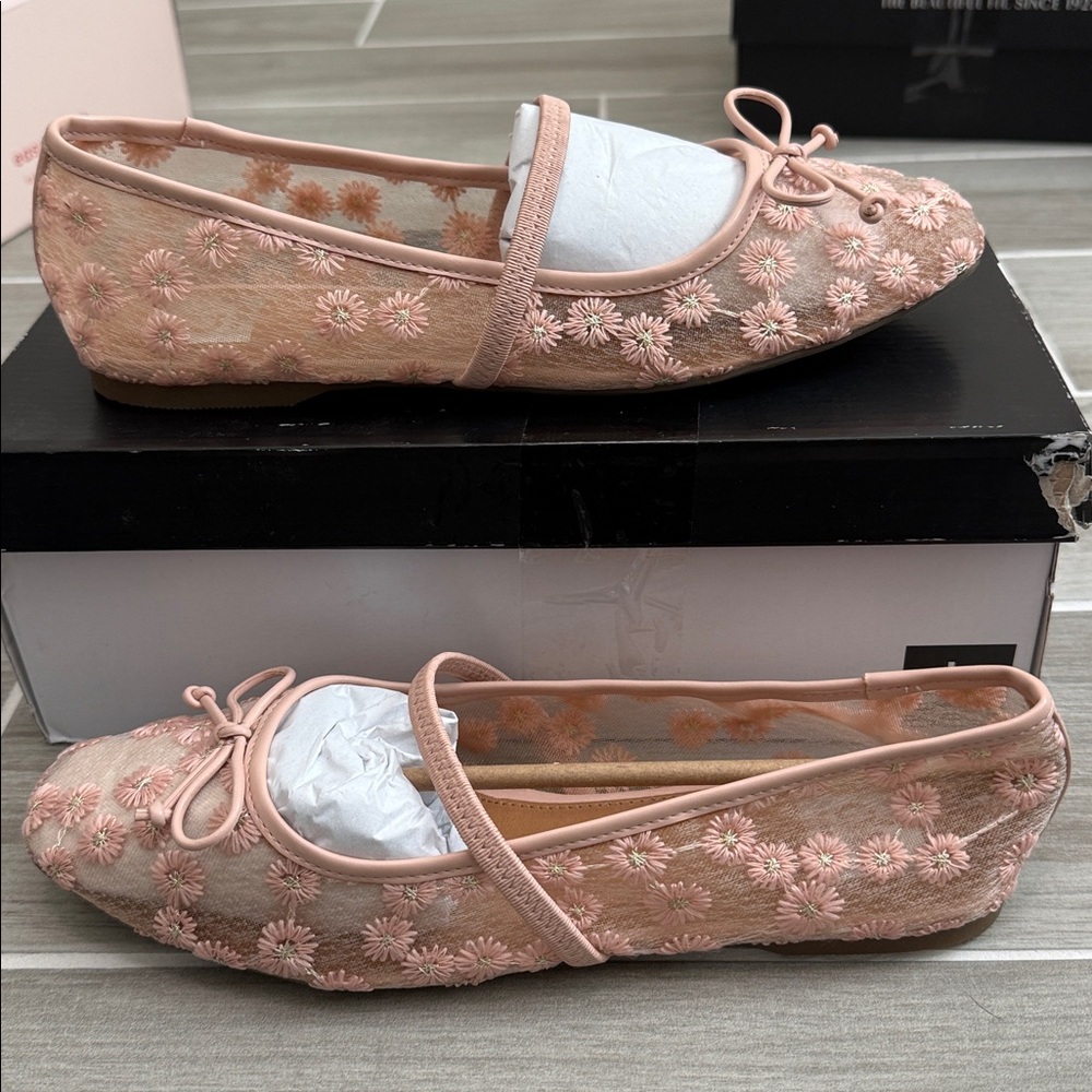 DV Dolce Vita Women's Nude Maleeya Bow Mary Jane Ballet Flats size 10